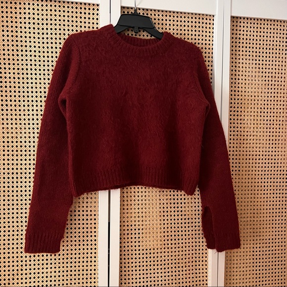 Cinq a Sept Bell Sleeve Cropped Mohair Sweater - Picture 1 of 7